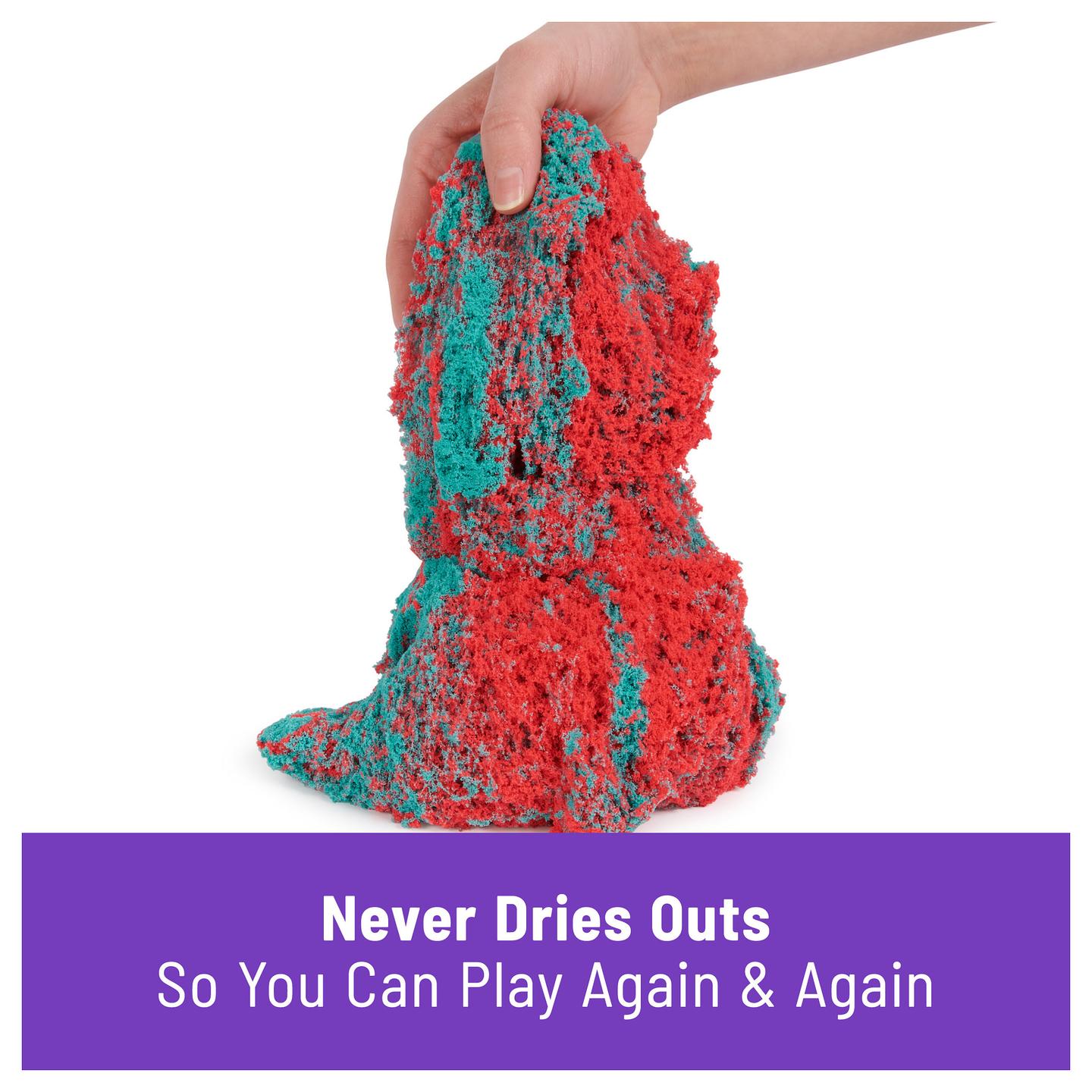 Lodra Spin Master Kinetic Sand Mold n’ Flow Playset – Red & Teal / 1.5 lbs Sand / 3 Tools / Resealable Storage - Kuqe/Gjelbër - 3