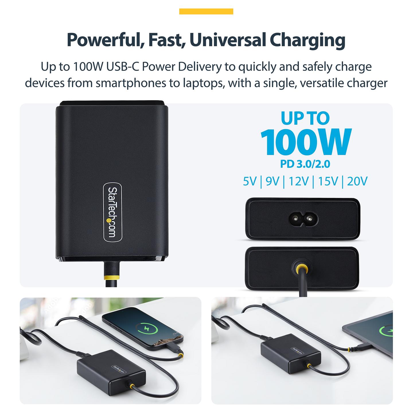Adapter për Laptop StarTech.com 1100LE-USB-C-CHARGER, USB-C, 100W, Power Delivery 3.0, Kabllo 1.5m - Zezë - 11