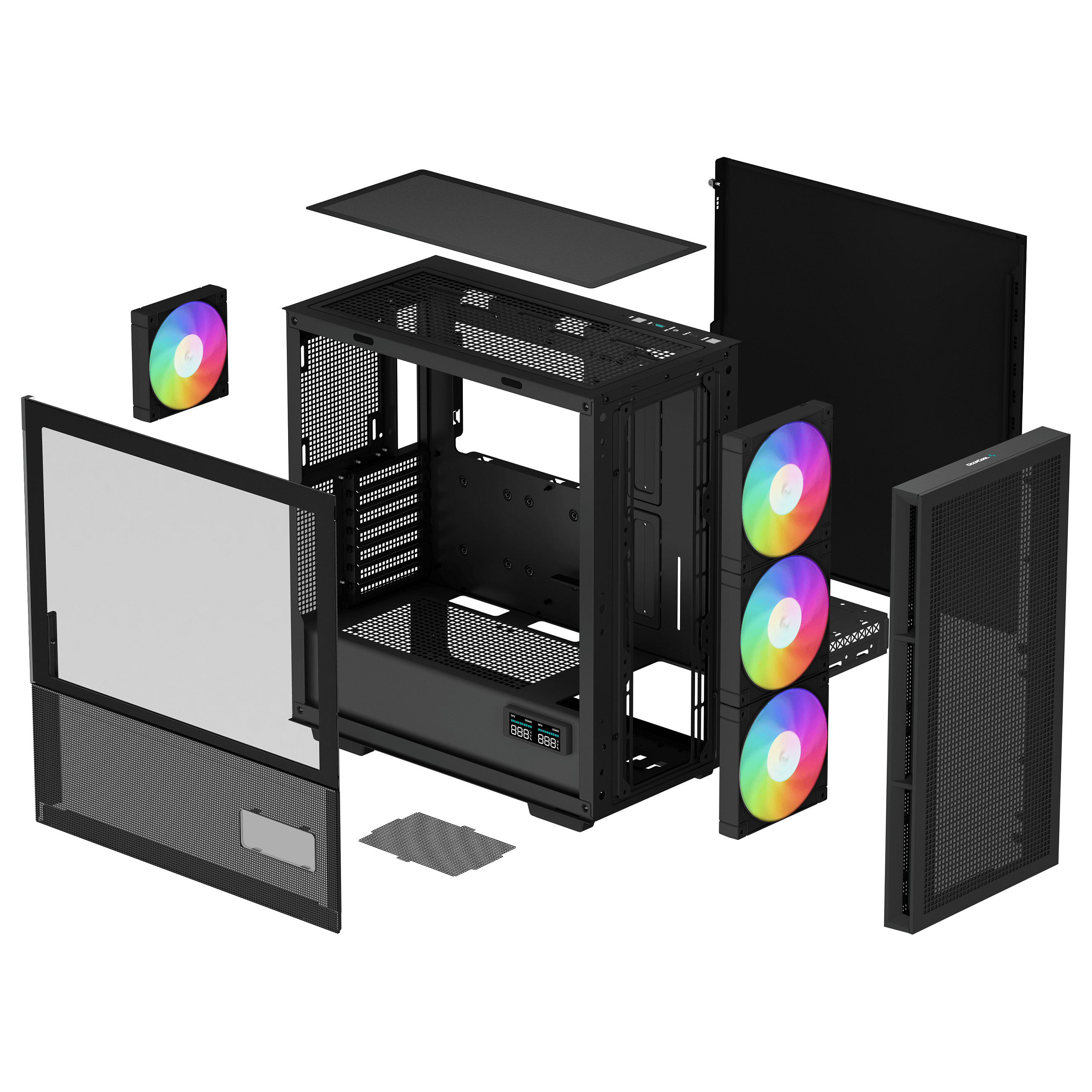 Kasë PC DeepCool CH560 DIGITAL / Mid Tower / E-ATX / 3x 140mm + 1x 120mm ARGB Fan / Tempered Glass / Mesh / 360mm Radiator / Digital Display - Zezë - 13