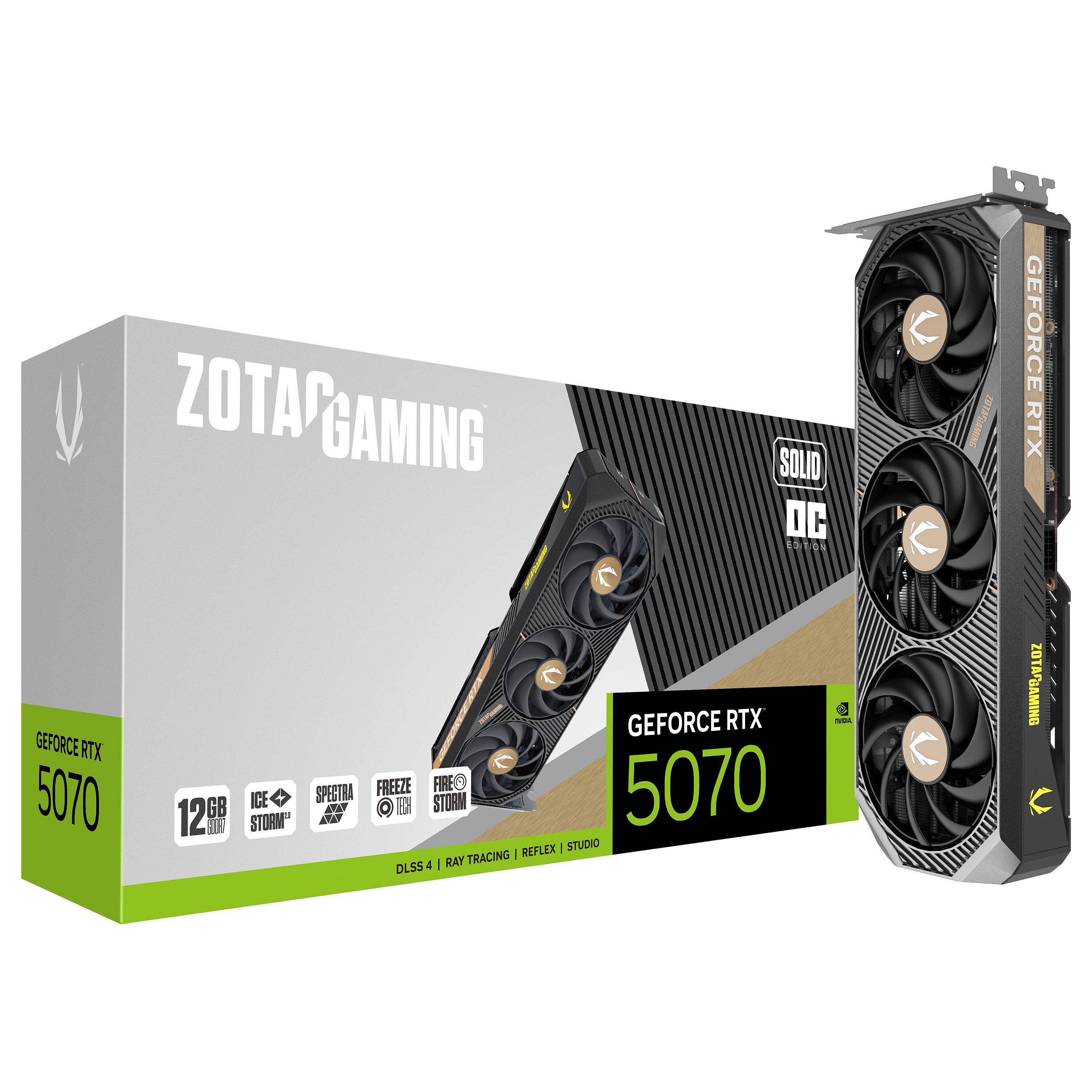 Kartë Grafike NVIDIA GeForce RTX 5070 / 12GB / Zotac GAMING SOLID OC / GDDR7 / 3 Fan - Zezë - 8