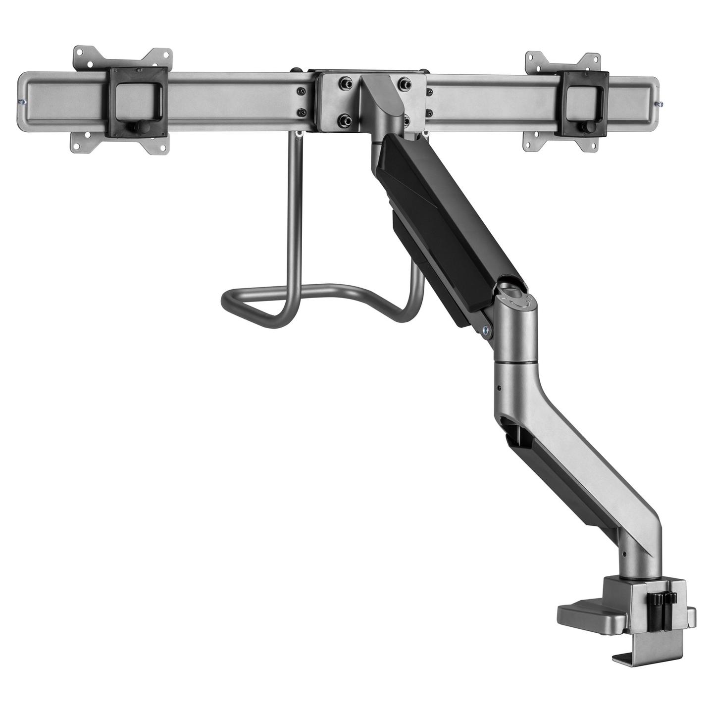 Mbajtëse për Monitor Equip 650161 / 2 Monitorë / 17"-32" / 18kg / Gas Spring / Clamp-Grommet / Tilt ±10° / Swivel ±10° - Zezë - 2
