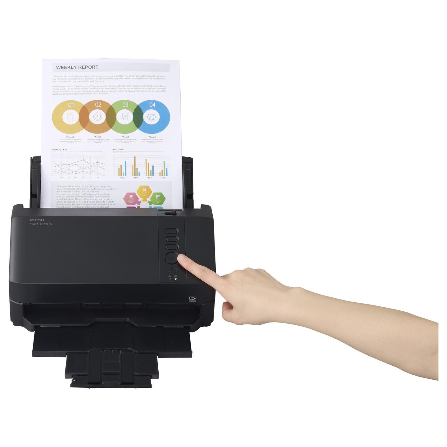 Skaner RICOH SP-2230N / A4 / Duplex / 600 DPI / 30 ppm / 60 ipm / ADF 80 Fletë / USB / Ethernet - Zezë - 6