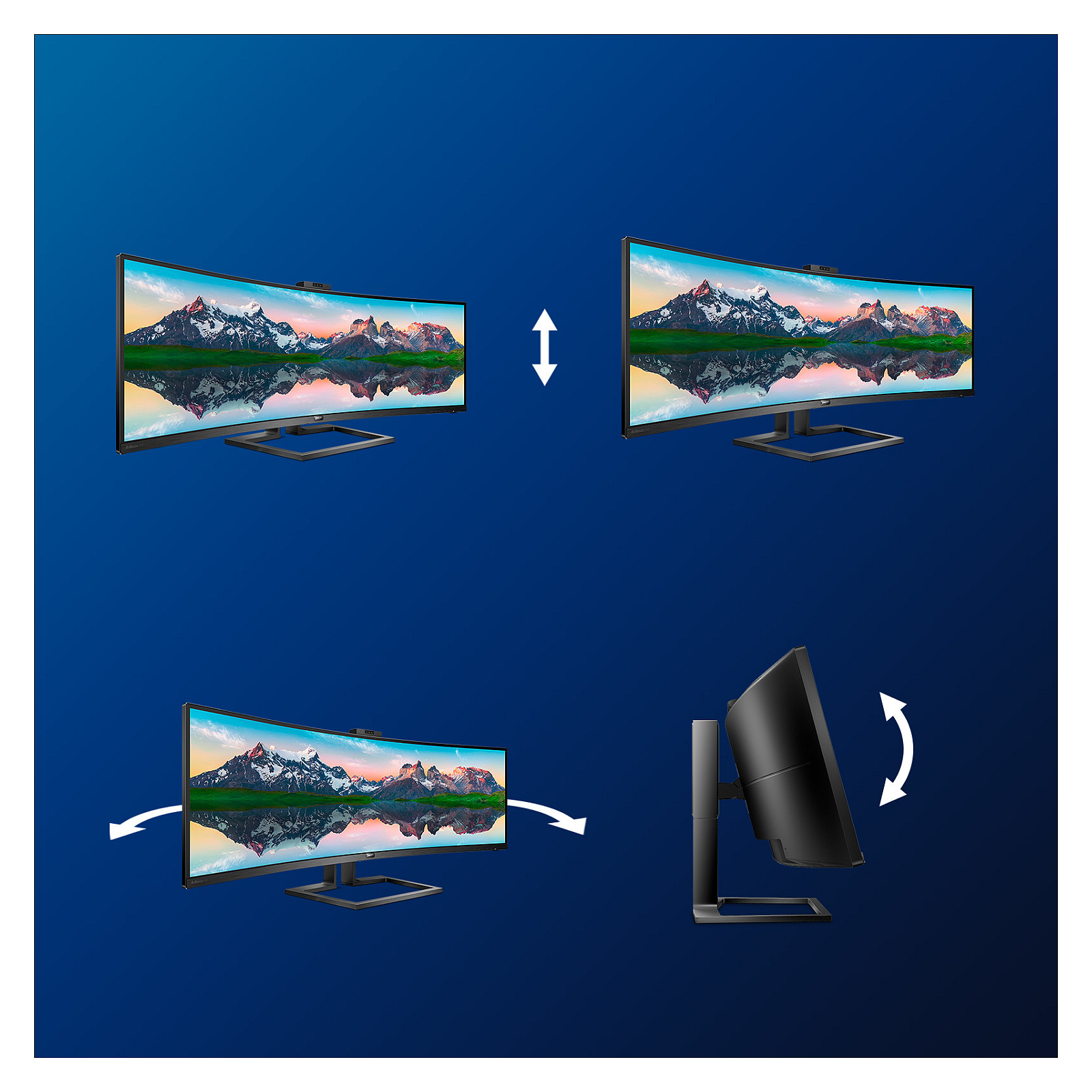 Monitor Philips 499P9H/00 / 48.8" / SuperWide Dual QHD VA Curved / 70Hz / 5ms / USB-C+HDMI+DP+USB - Zezë - 4