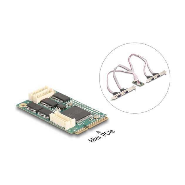 Kartë Zgjerimi Mini PCI Express Delock 95278 / Mini PCIe Full Size / 4x RS-232 DB9 / 460.8Kbps / WCH382L - 4
