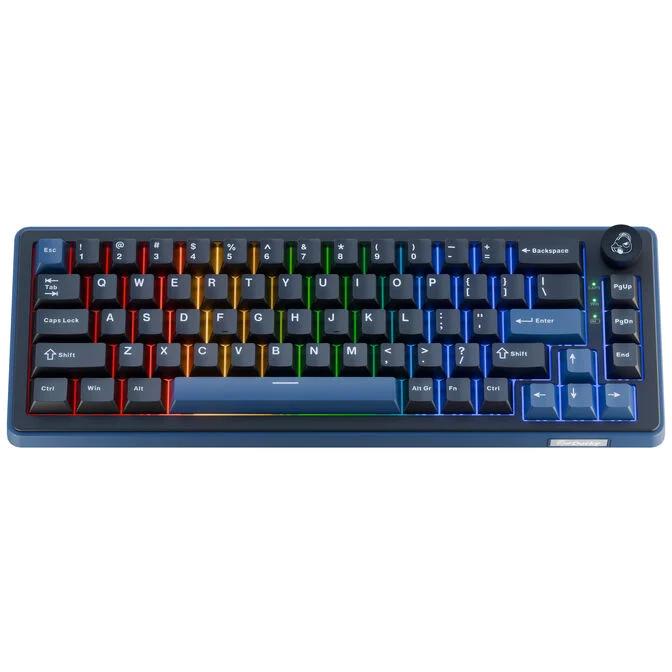 Tastierë Gaming Ducky OK-M 65 / 65% / Mekanike / KTT Baby Blue / Hot-Swap / Wired&Wireless / RGB / USB-C / Bluetooth + 2.4 GHz - Zezë