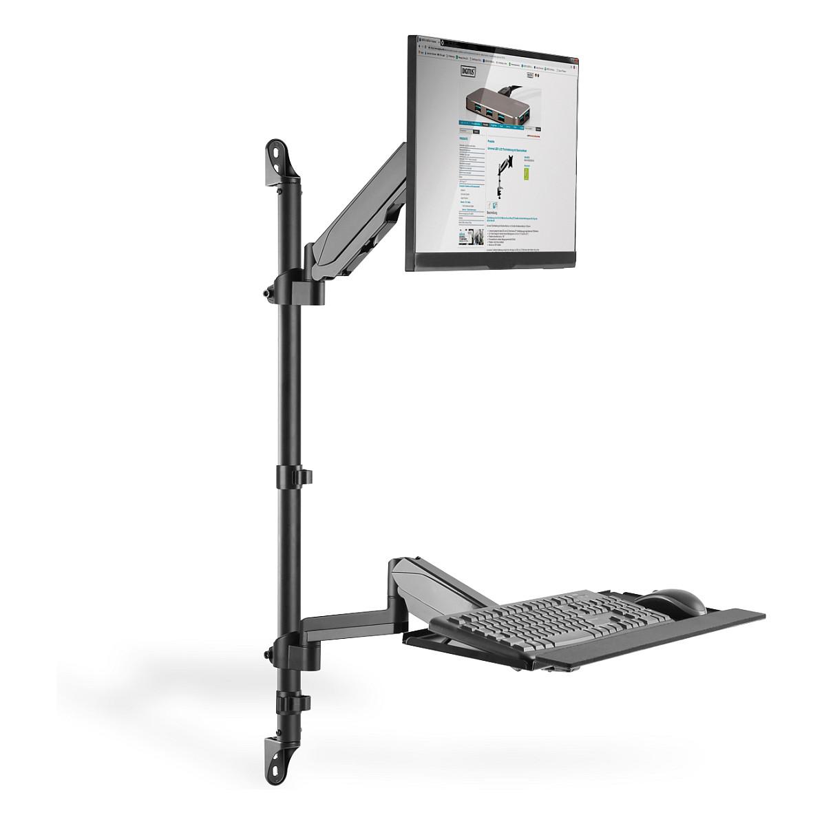 Mbajtëse për Monitor DIGITUS DA-90372 / 1 Monitor / 17"-32" / 8kg / VESA 75x75-100x100 / Montim në Mur / Sit-Stand - Zezë - 5