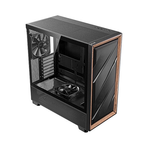 Kasë PC Antec FLUX / Midi Tower / E-ATX + ATX / 3x 120mm + 1x 140mm Fan / Tempered Glass + Wood - Zezë - 16