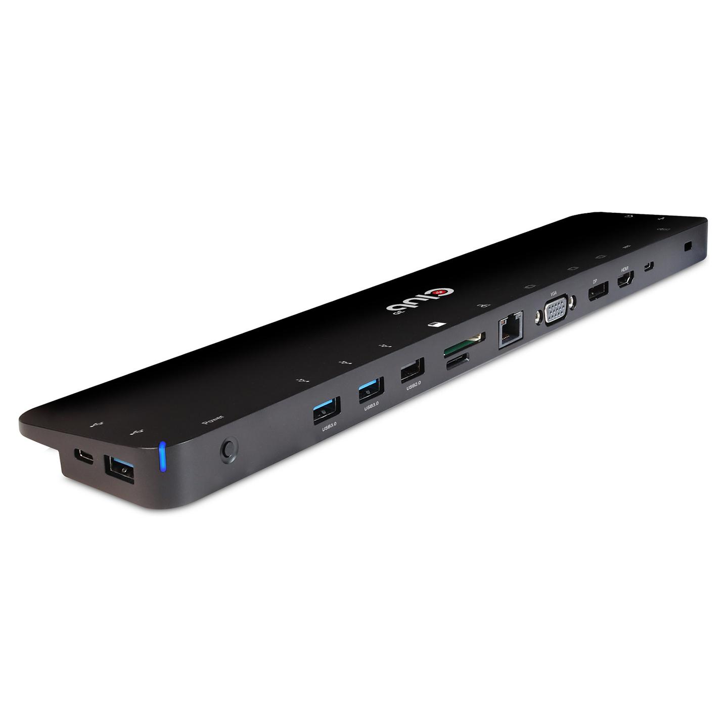 Docking Station Club 3D CSV-1564W100 / HDMI + DisplayPort + VGA / 3x USB-A 5Gbps + 2x USB-A 2.0 + 1x USB-C / 1GbE / SD+microSD / Audio / 100W PD – Zezë - 2