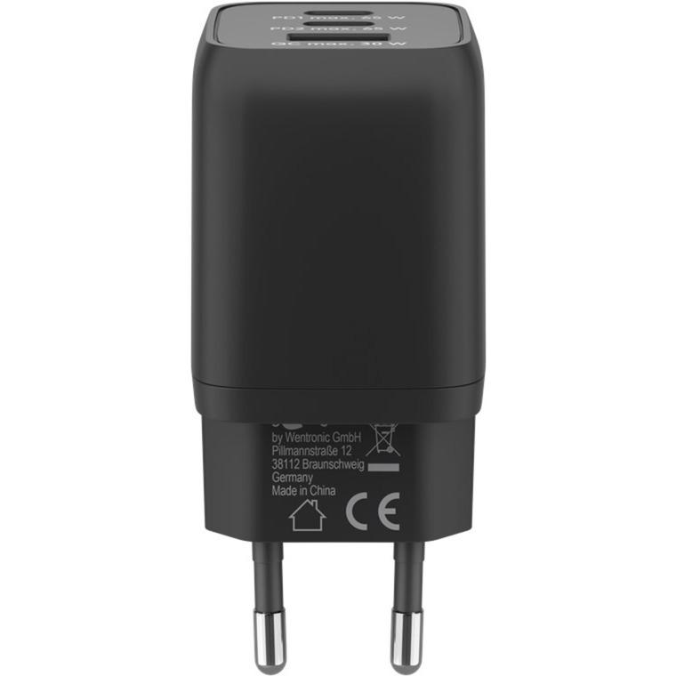 Kabllo & Adapter Goobay 70180 / GaN / 65W / 2x USB-C PD / USB-A QC 3.0 / USB-C në USB-C / 1m - Zezë - 4