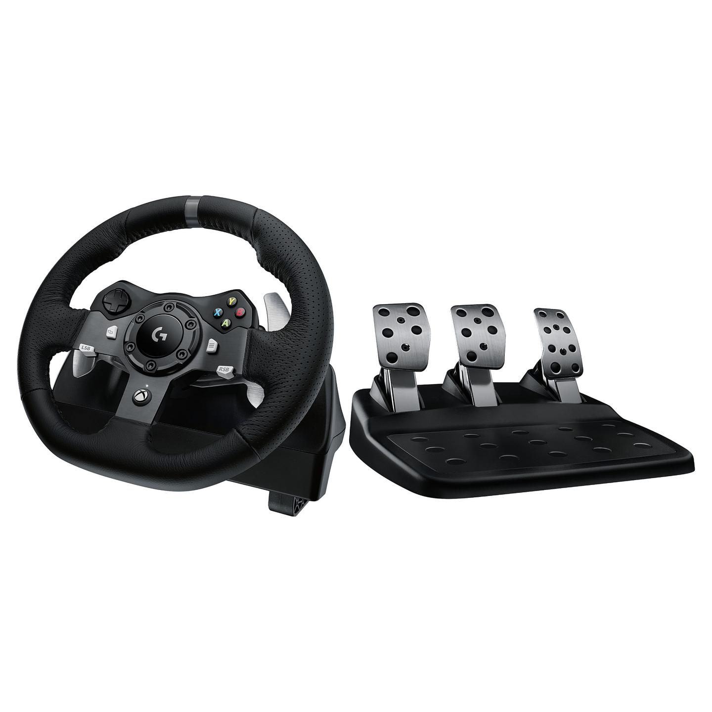 Timon dhe Pedale Logitech G920 Driving Force, Xbox One, Xbox Series X|S, PC, USB, 900° Rrotullim, Force Feedback me 2 Motorë – Zezë