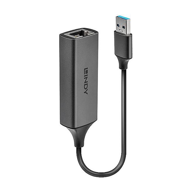Adapter USB në Ethernet Lindy 43298 / USB-A / Gigabit Ethernet / RJ-45 / 10/100/1000 Mbit/s / USB 3.2 Gen 1 - Gri