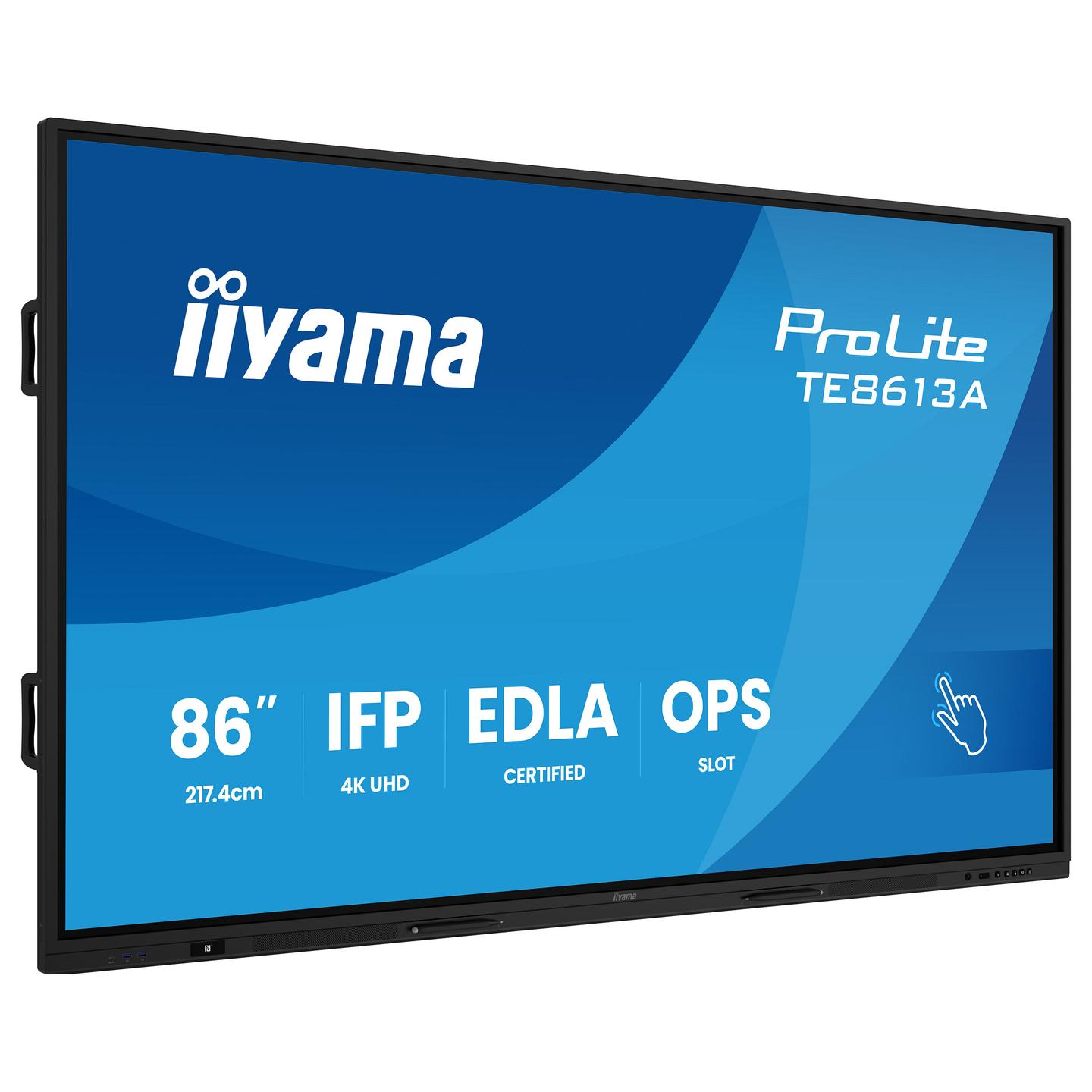 Interaktiv (Smart Board) iiyama ProLite TE8613A-B3AG, 85.6", 4K UHD, IPS, PureTouch-IR+, 6GB, 128GB, Wi-Fi 6E, 2xHDMI, DisplayPort, 2xUSB-C, NFC - Zezë - 2