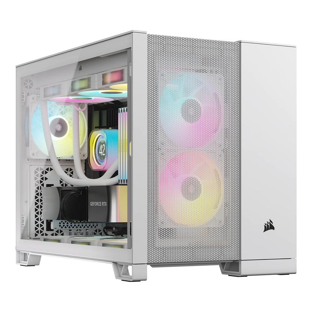 Kasë PC Corsair 2500D AIRFLOW / Midi Tower / Micro-ATX + Mini-ITX / 2x 120mm + 1x 120mm Fan Support / Tempered Glass - Bardhë