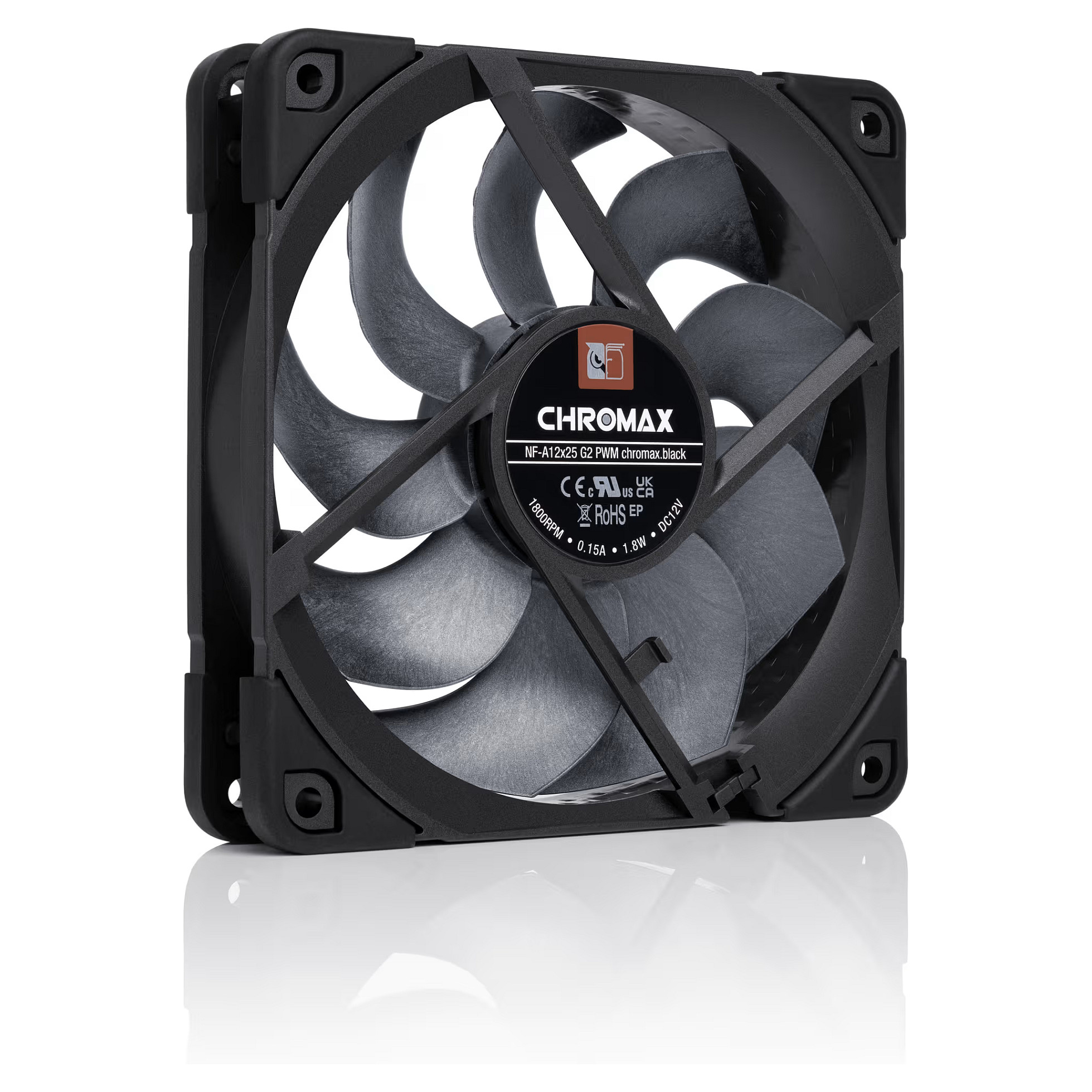 Ftohës për Kasë Noctua NF-A12x25 G2 PWM chromax.black / 120mm / 0-1800 RPM / PWM – Zezë - 6
