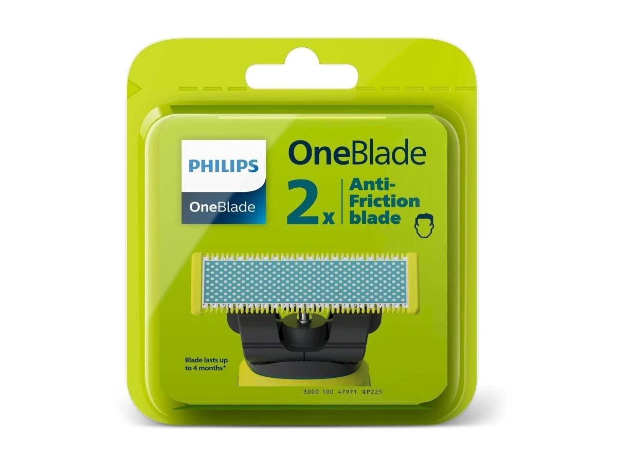 Teh zëvendësues për makinë rroje Philips OneBlade QP225/50 / Anti-Friction / Dual Protection / Contour-Following / 2 Copë - Gjelbër/Blu - 2