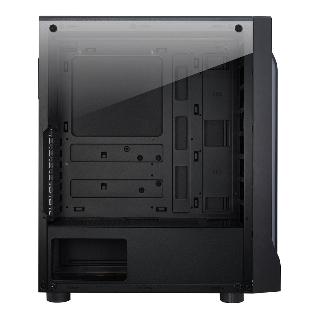 Kasë PC Inter-Tech A-3411 Creek / Midi Tower / ATX / 3x 120mm ose 2x 140mm Fan Support / 1x 3.5" + 3x 2.5" Bay / Tempered Glass / RGB - Zezë - 6
