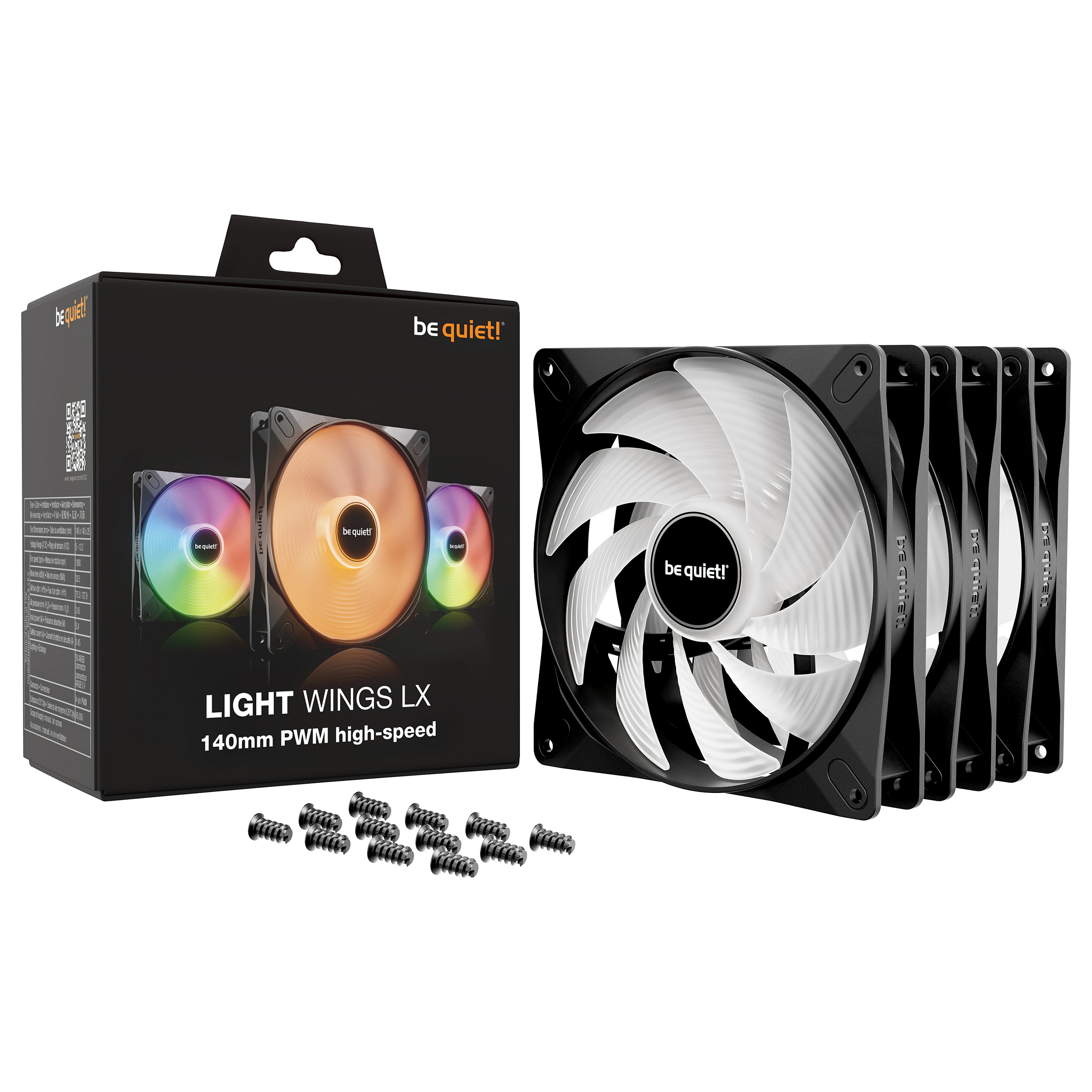 Ftohës për Kasë be quiet! Light Wings LX High-Speed / 140mm / 1800 RPM / PWM / ARGB / 3-Pack – Zezë - 5