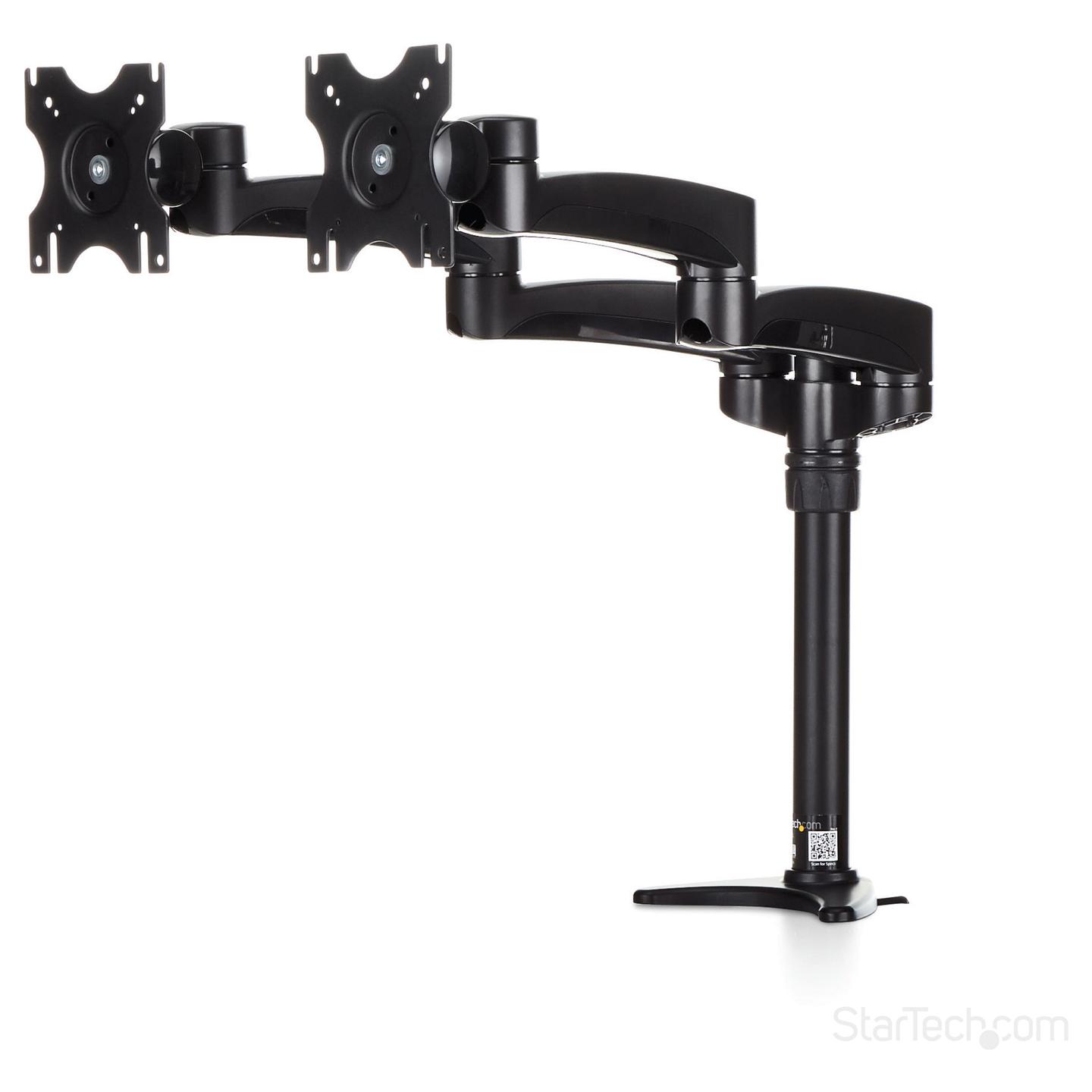 Mbajtëse për Monitor StarTech.com ARMDUAL / 2 Monitorë / 12"-24" / 13.6kg për Monitor / Full Motion / Clamp-Grommet / Tilt ±90° / Swivel ±90° - Zezë - 9
