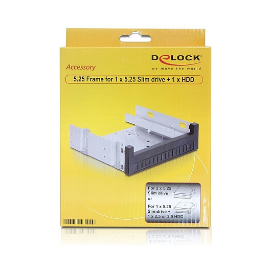 Aksesor për Disqe DeLOCK 47200 / 5.25" / 2.5"/3.5" HDD / Installation Frame - Zezë - 2