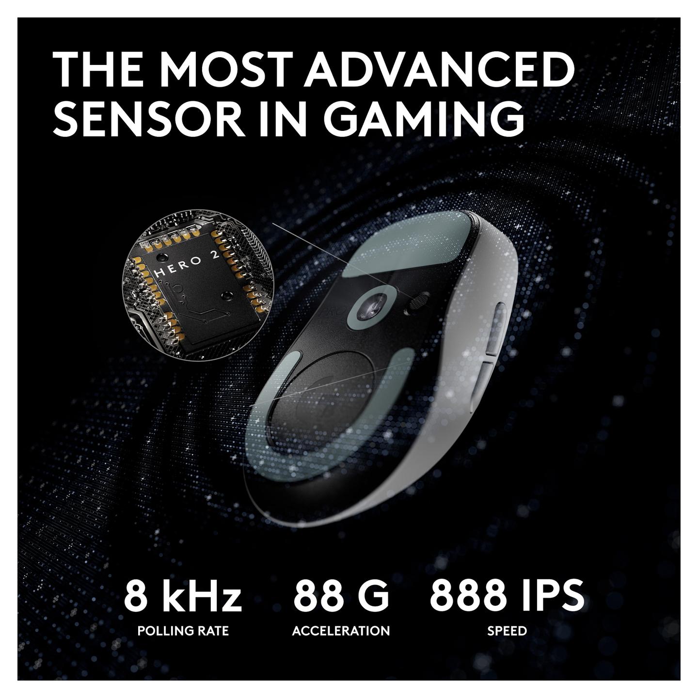 Maus Gaming Logitech G PRO X Superlight 2 LIGHTSPEED / Wireless / HERO 2 / 32,000 DPI / 5 Butona / LIGHTFORCE - Bardhë - 9
