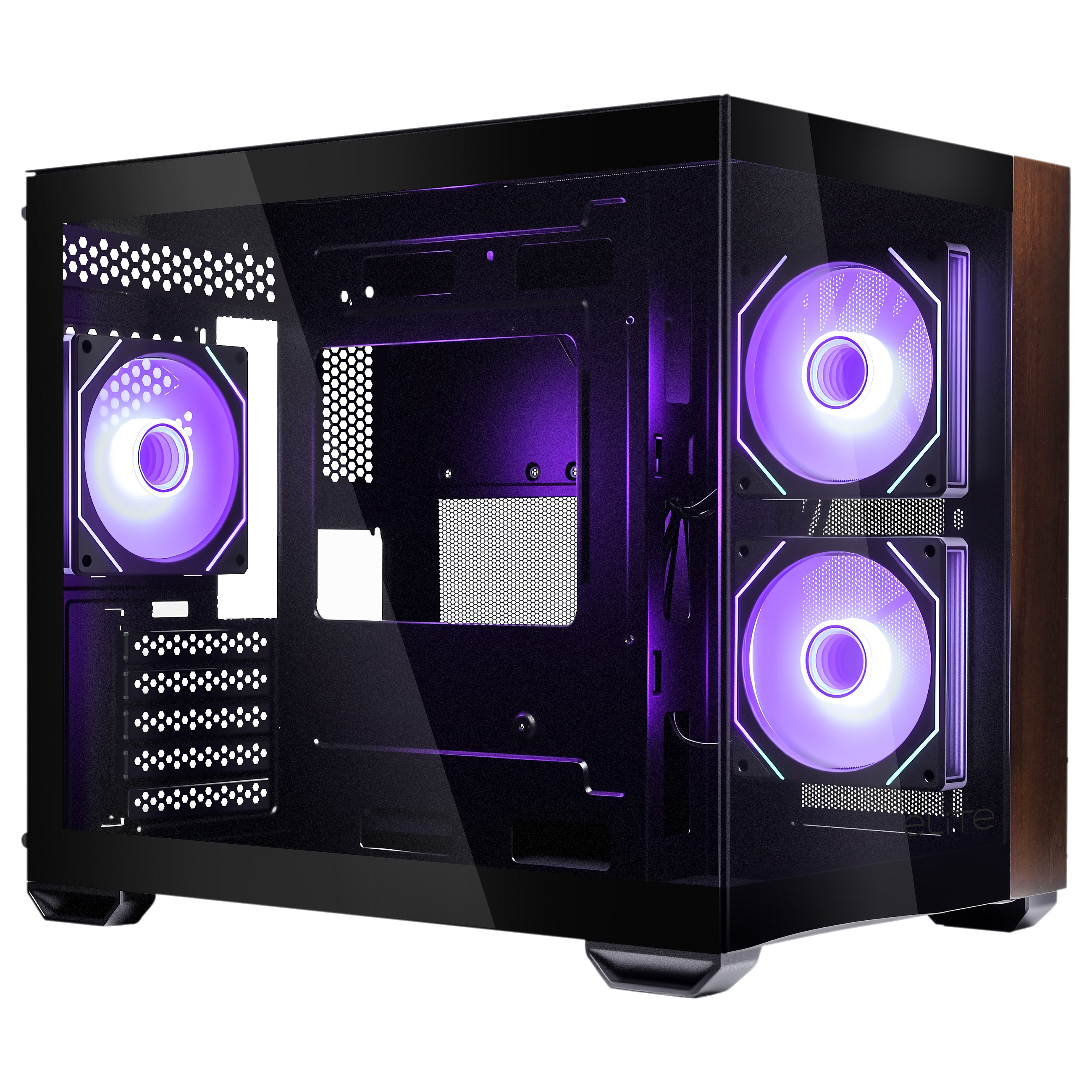 Kasë PC Cooler Master Elite 481 Wood / Mini Tower / Micro-ATX / 2x 120mm Side + 1x 120mm Rear Fan / Mesh / Wood Panel - Zezë