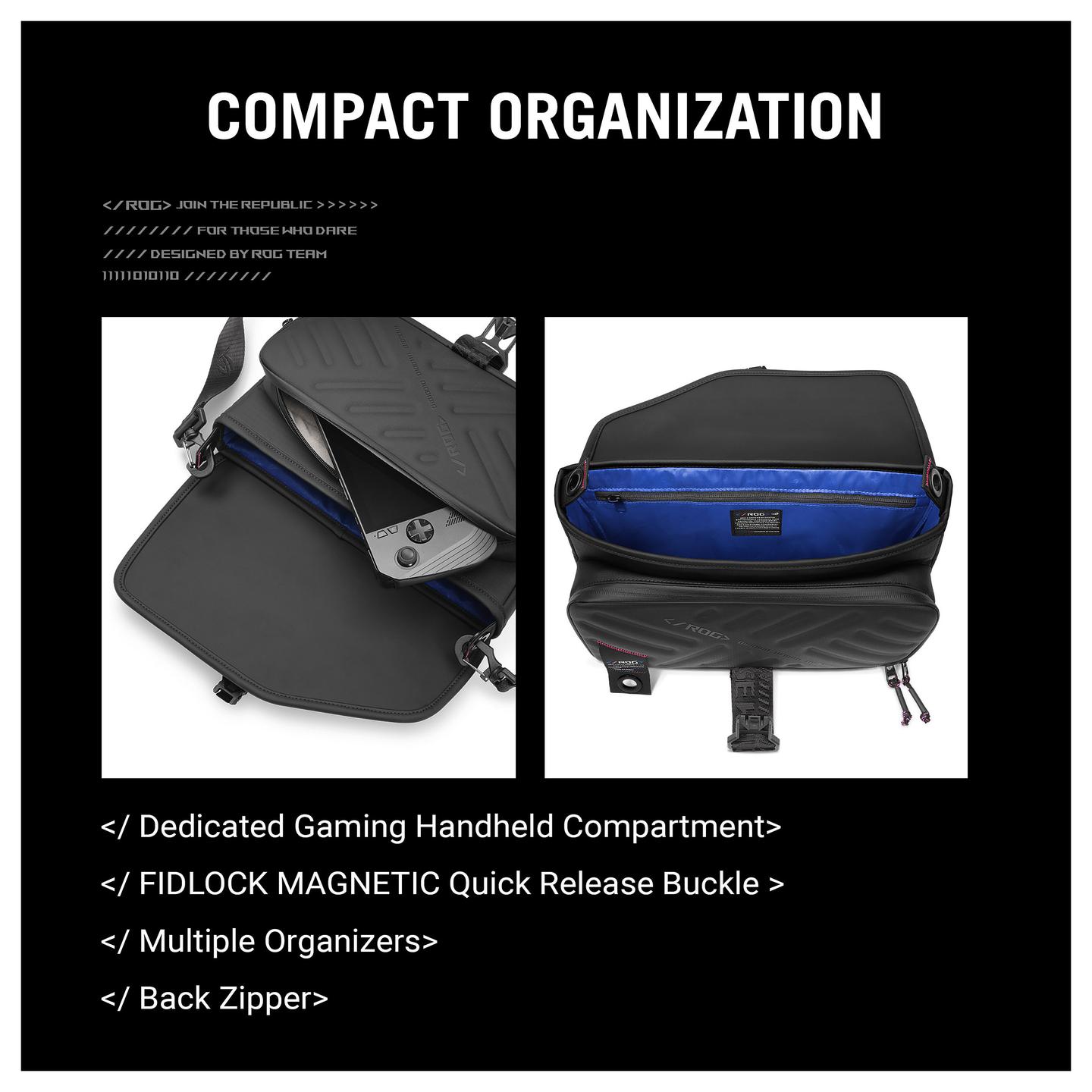 Çantë ASUS ROG SLASH Sling Bag 4.0, BC3004, për ROG Ally, Rezistente ndaj ujit, FIDLOCK, 0.6 kg - Zezë - 21