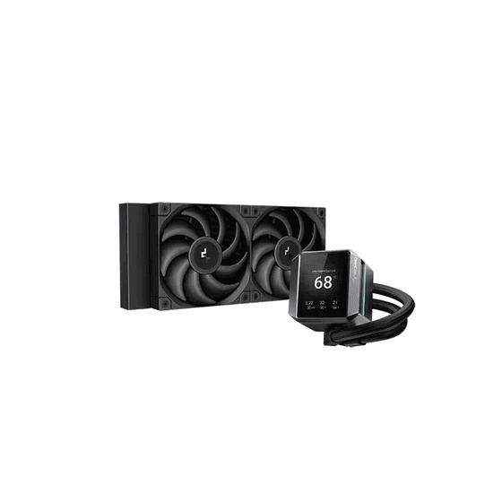 Ftohës për Procesor DeepCool MYSTIQUE 240, AIO, 240mm, 2x120mm, 500-2150RPM, 72.45CFM, ARGB, LCD - Zezë