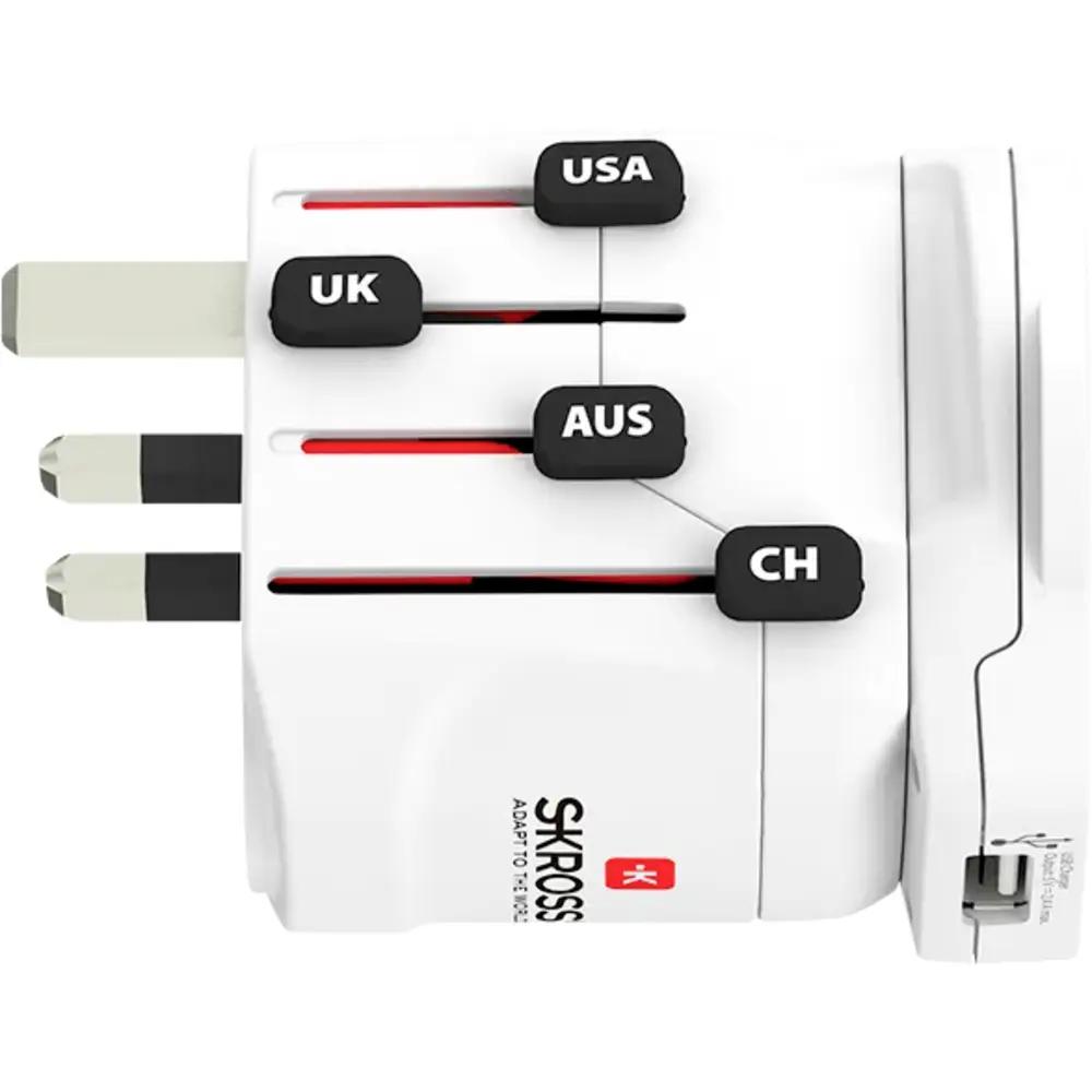 Adapter Udhëtimi SKROSS PRO World & USB / 1x USB-A 12W / 100-250V / 1750W / 3-Pin / Universal – Bardhë - 3