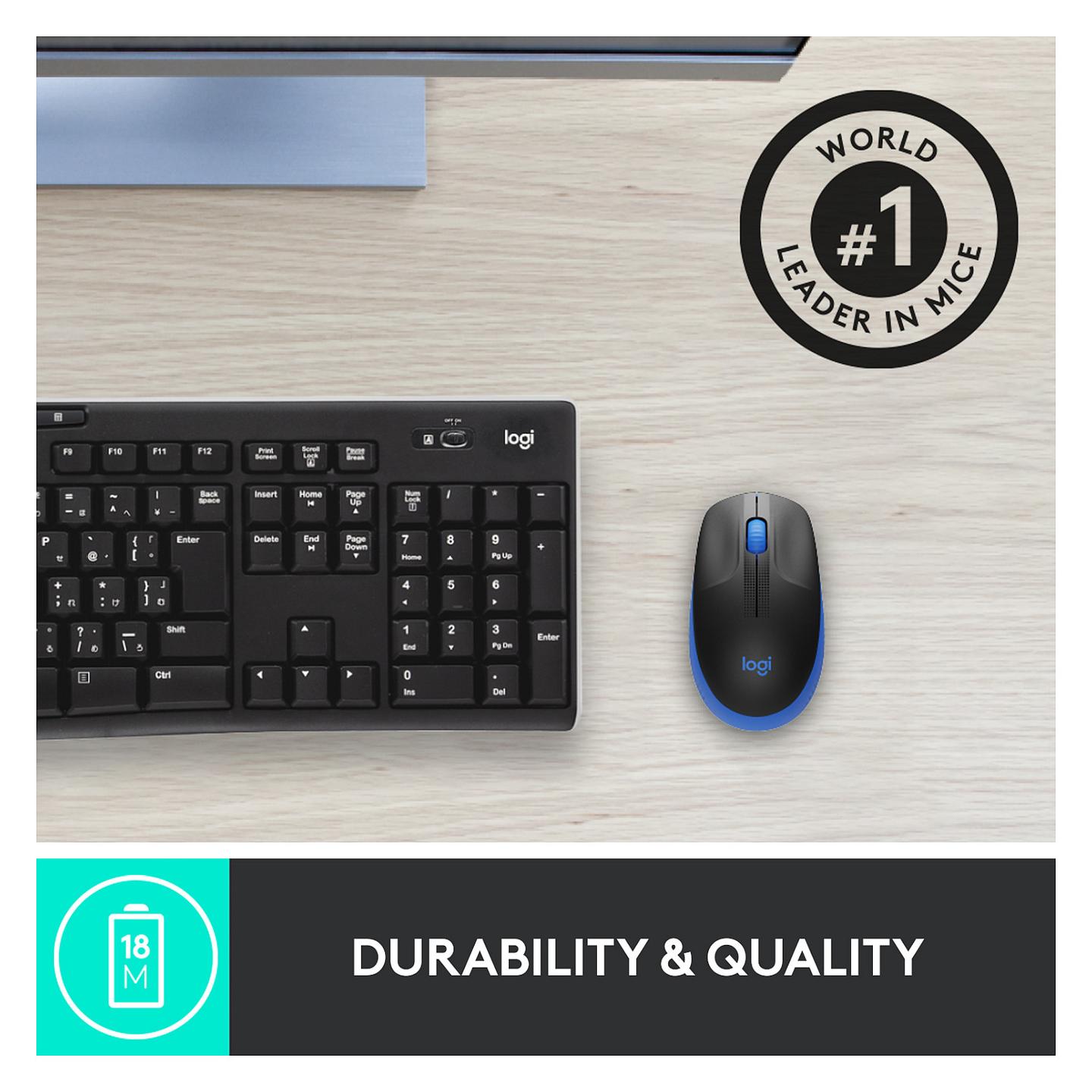 Maus pa kabllo Logitech M190 / 1000 DPI / 3 Butona / 2.4 GHz / USB - Blu - 10