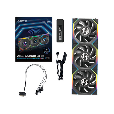 Ftohës për Kasë Lian Li UNI FAN SL Wireless LCD 120 / 120mm / 350-1900 RPM / LCD / ARGB / PWM / 3-Pack – Zezë
