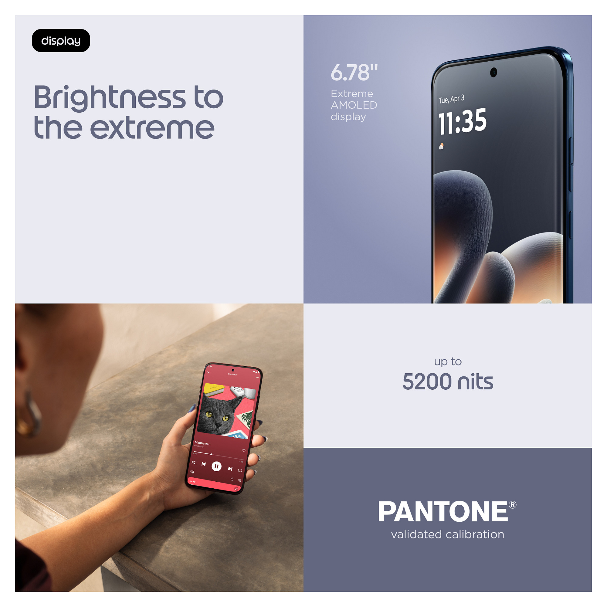 Telefon Android Motorola edge 70 pro / Extreme AMOLED 144Hz / 8GB / 256GB / 5G - Blu e Errët - 7