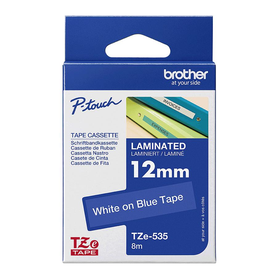 Shirit për Printer Brother TZe-535 / 12 mm × 8 m - Bardhë mbi Blu - 3