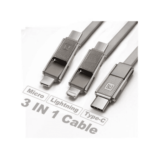Kabllo USB Remax / Gplex 3in1 / USB-A në Lightning + Micro USB + Type-C / 1m / 2.1A – Argjend