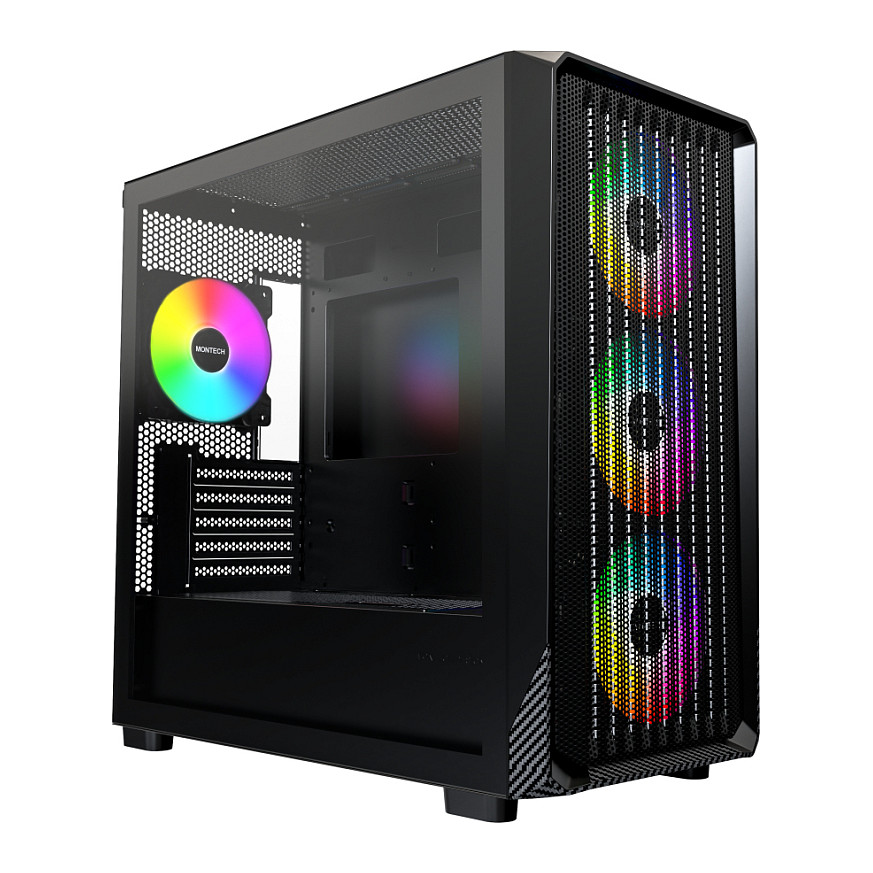 Kasë PC Montech X5M / Micro Tower / Micro-ATX + Mini-ITX / 3x 120mm + 1x 120mm ARGB Fan / Tempered Glass - Zezë