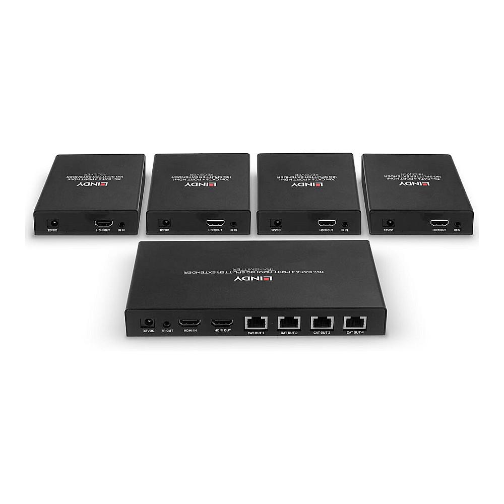 Splitter Extender HDMI Lindy 38262, 1 hyrje në 4 dalje, 4K 60Hz, Cat.6, deri në 70m - Zezë - 4