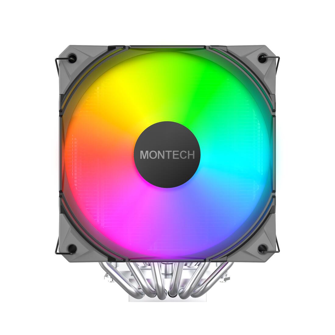 Ftohës për procesor Montech NX600 ARGB / Dual Tower / 2x 120mm ARGB Fan / 800-2000 RPM – Zezë - 2