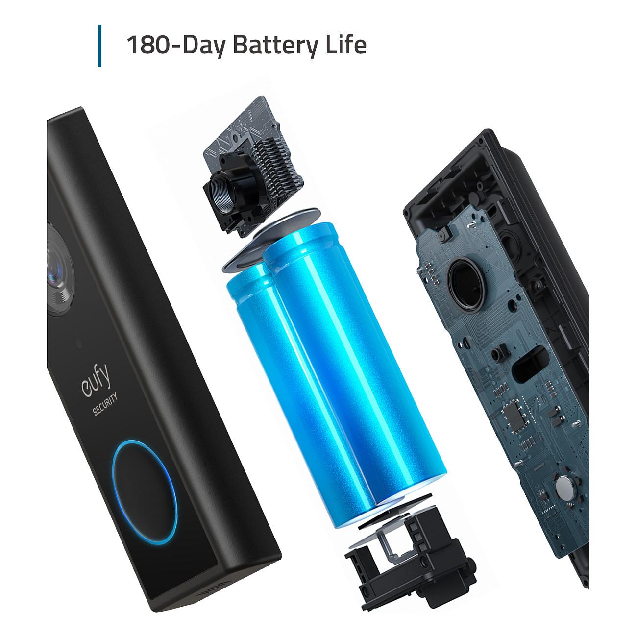 Video Doorbell Kit eufy T82101W1, 2K, 160°, Wi-Fi, Bateri 6500mAh, IP65 - Zezë - 3
