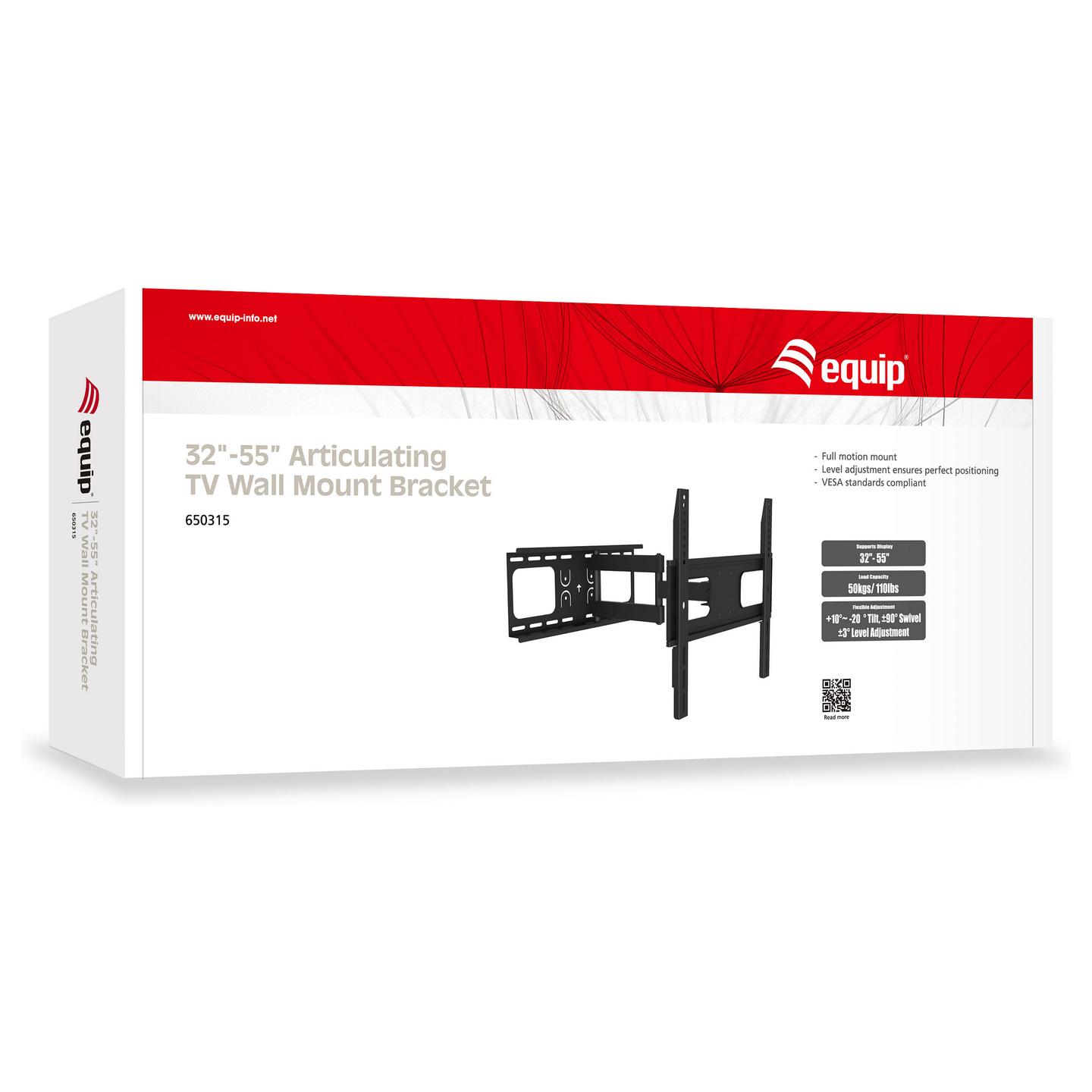 Mbajtëse për TV Equip 650315 , 32–55" , deri 50kg , e pjerrët , e rrotullueshme , VESA 100x100–400x400 - Zezë - 5