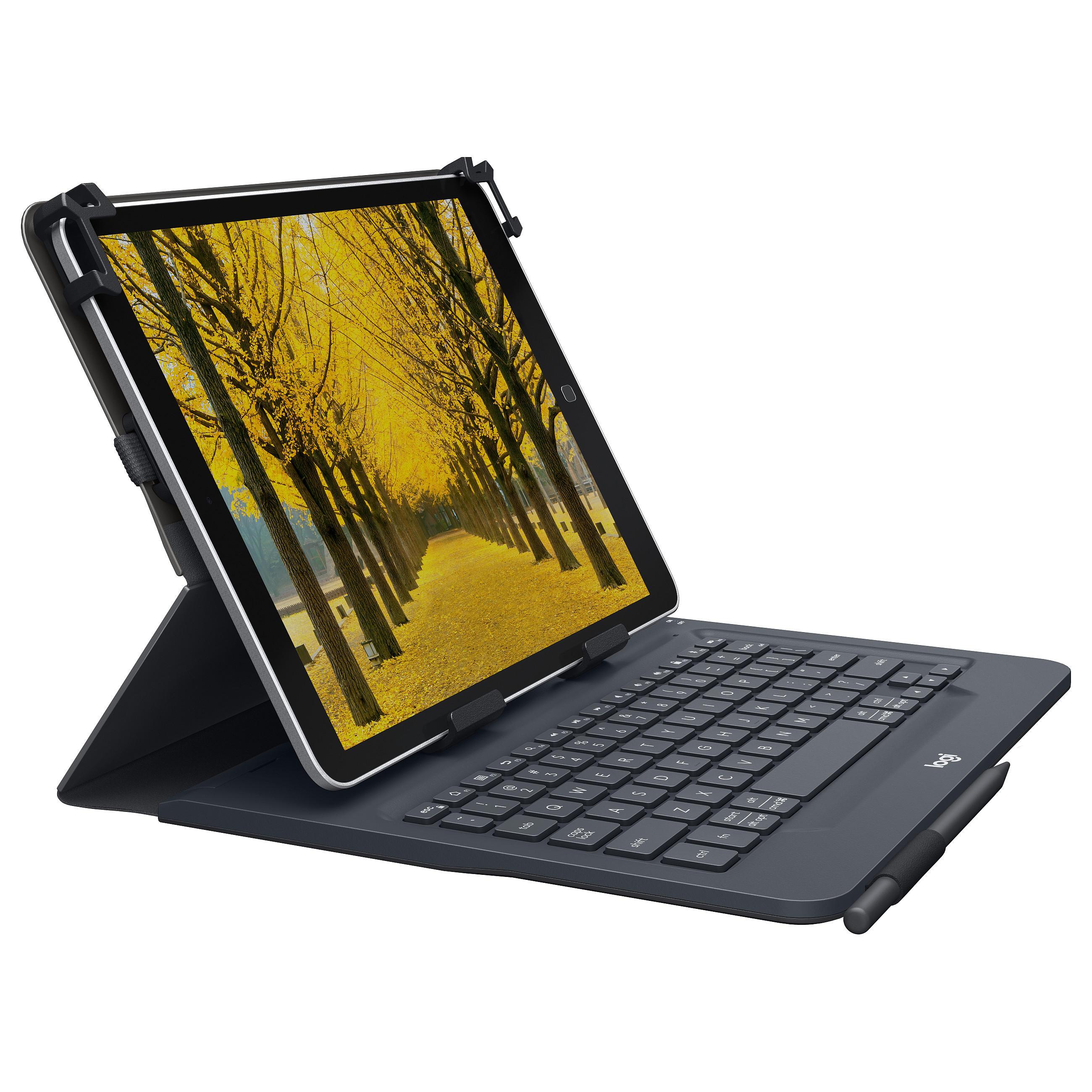 Tastierë për Tablet Logitech Universal Folio / 9–10" / Bluetooth 3.0 / AZERTY (FR) / 78 Taste / 4-Pikësh Grip / Mbajtëse Stilolapsi – Zezë - 2