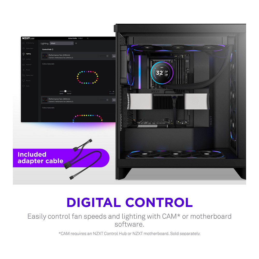 Ftohës për Kasë 360mm NZXT F360X RGB – Zezë - 11
