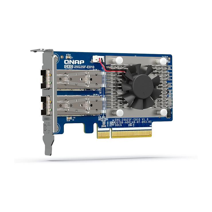 Karta të Rrjetit QNAP QXG-25G2SF-E810, PCI Express 4.0 x8, 2x 25 Gigabit SFP28, 10/25Gbps, Intel E810-XXVAM2, Low Profile + Full Height - Blu