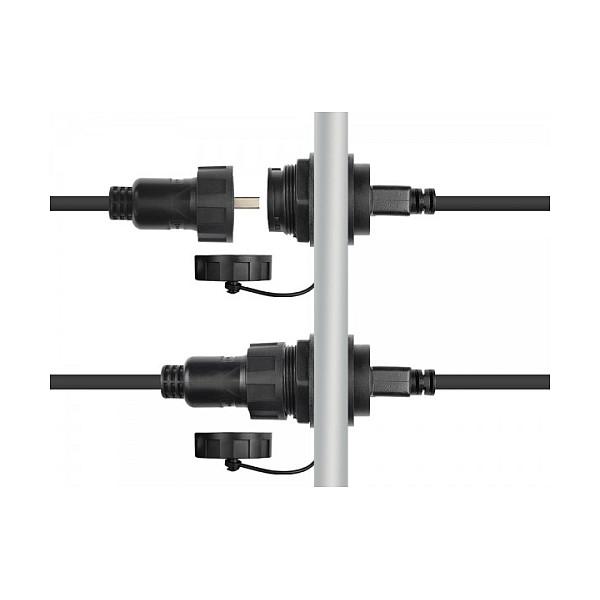 Kabllo USB ALCASA IC04-U204, USB-A mashkull në USB-A femër për montim, USB 2.0, IP67, 1 m - Zezë - 2