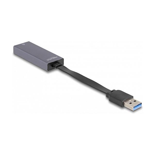 Adapter Rrjeti DeLOCK 66247, USB-A Mashkull në RJ45 Femër, 2.5 Gigabit LAN, USB 5Gbps, Realtek RTL8156B, 9cm - Antracit