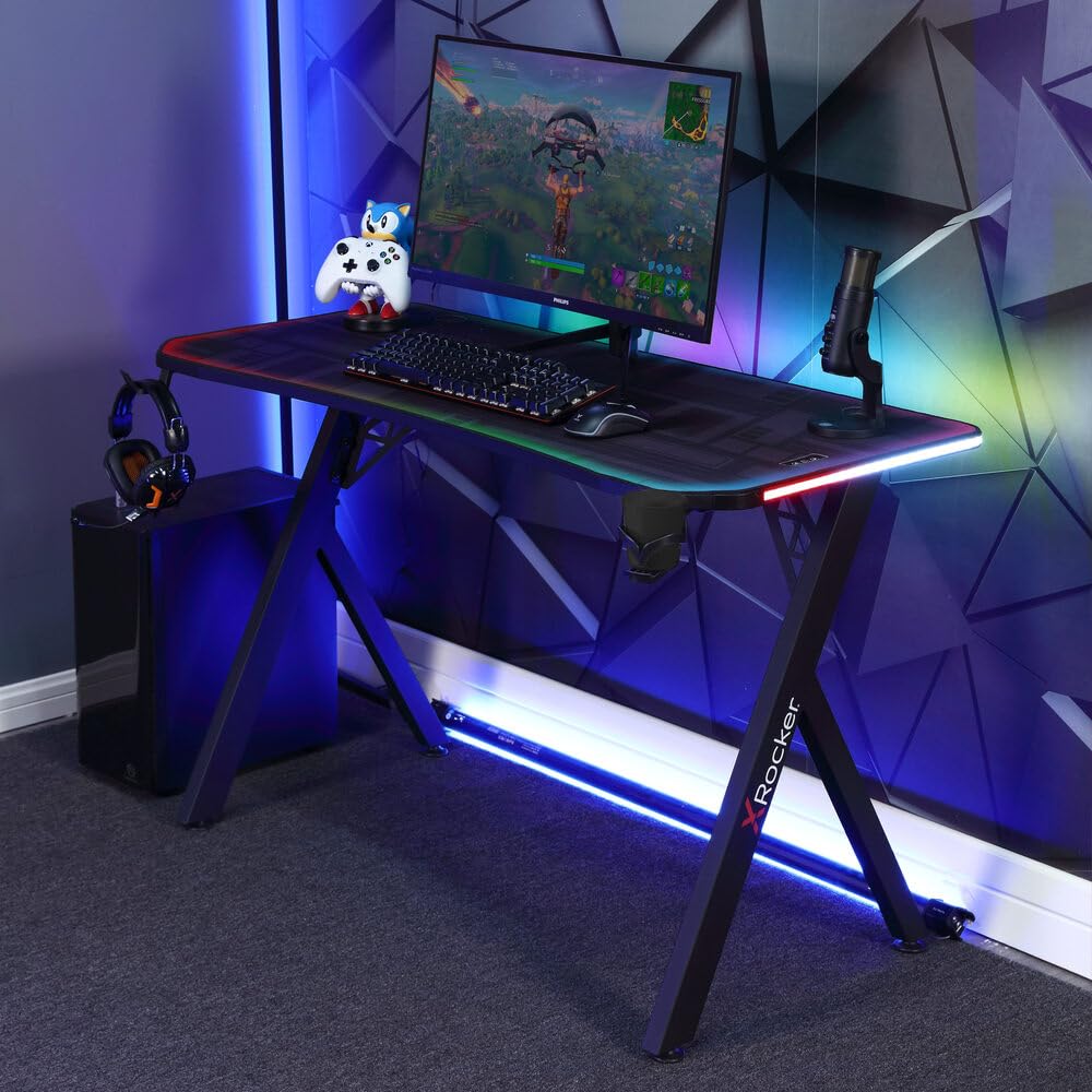 Tavolinë Gaming X Rocker Lumio Compact RGB - Zezë - 2