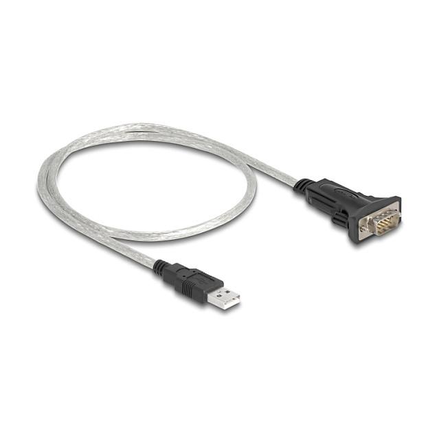 Adapter DeLOCK 64267, USB 2.0 Type-A në Serial RS-422/485, DB9, bllok terminali 6-pin, 0.5 m - Transparente/Zezë