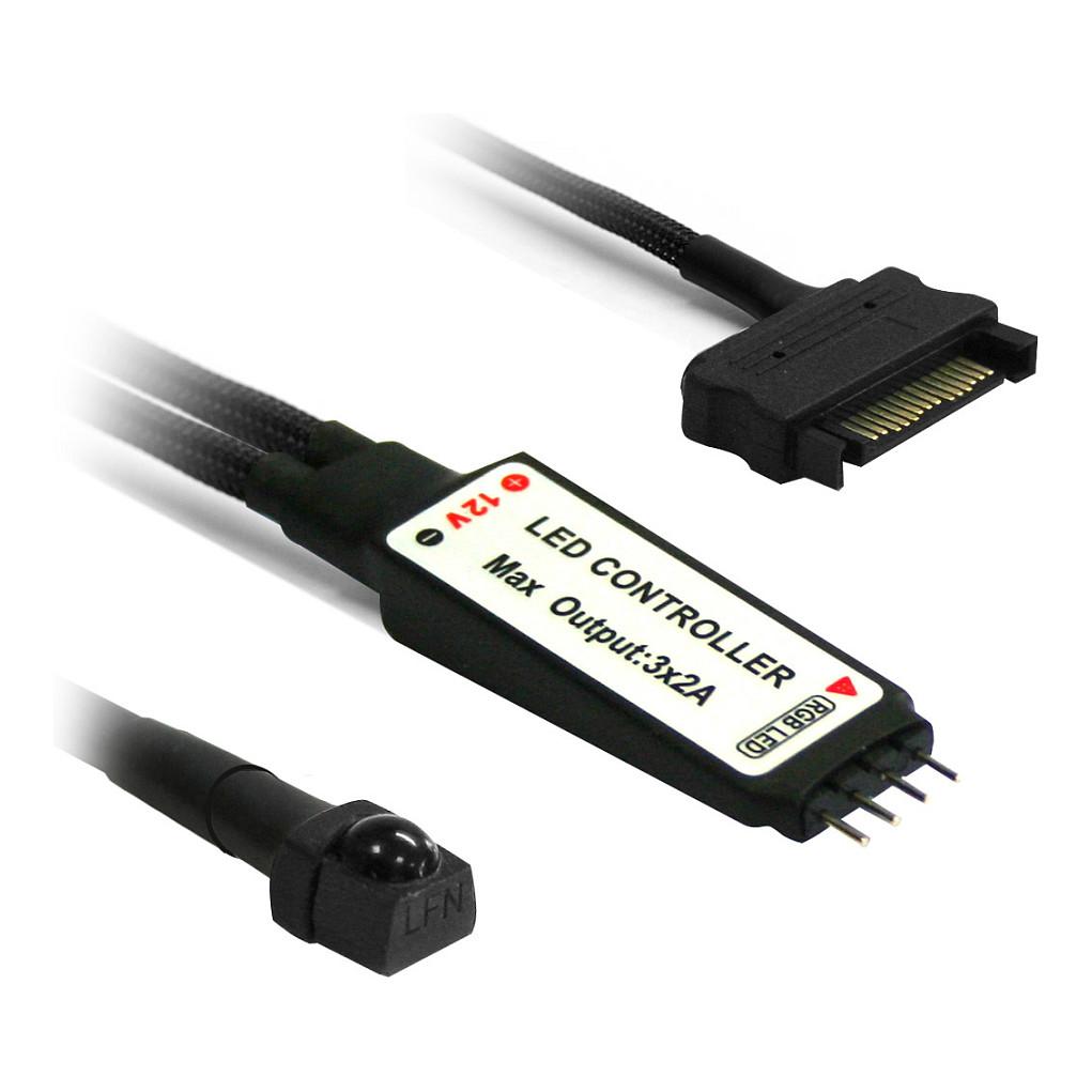 Kontrollues RGB Nanoxia NXRGBC, 12 V, 3 × 2 A, telekomandë IR, lidhës SATA - Zezë/Bardhë - 2