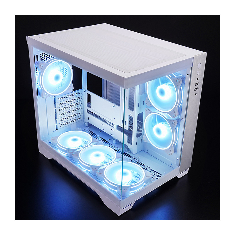 Kasë PC Chieftec Visio GM-30W-TG-OP / Cube / ATX / 3x 120mm ARGB + 2x 120mm ARGB Fan / Tempered Glass / Dual Chamber / 360mm Radiator - Bardhë - 12