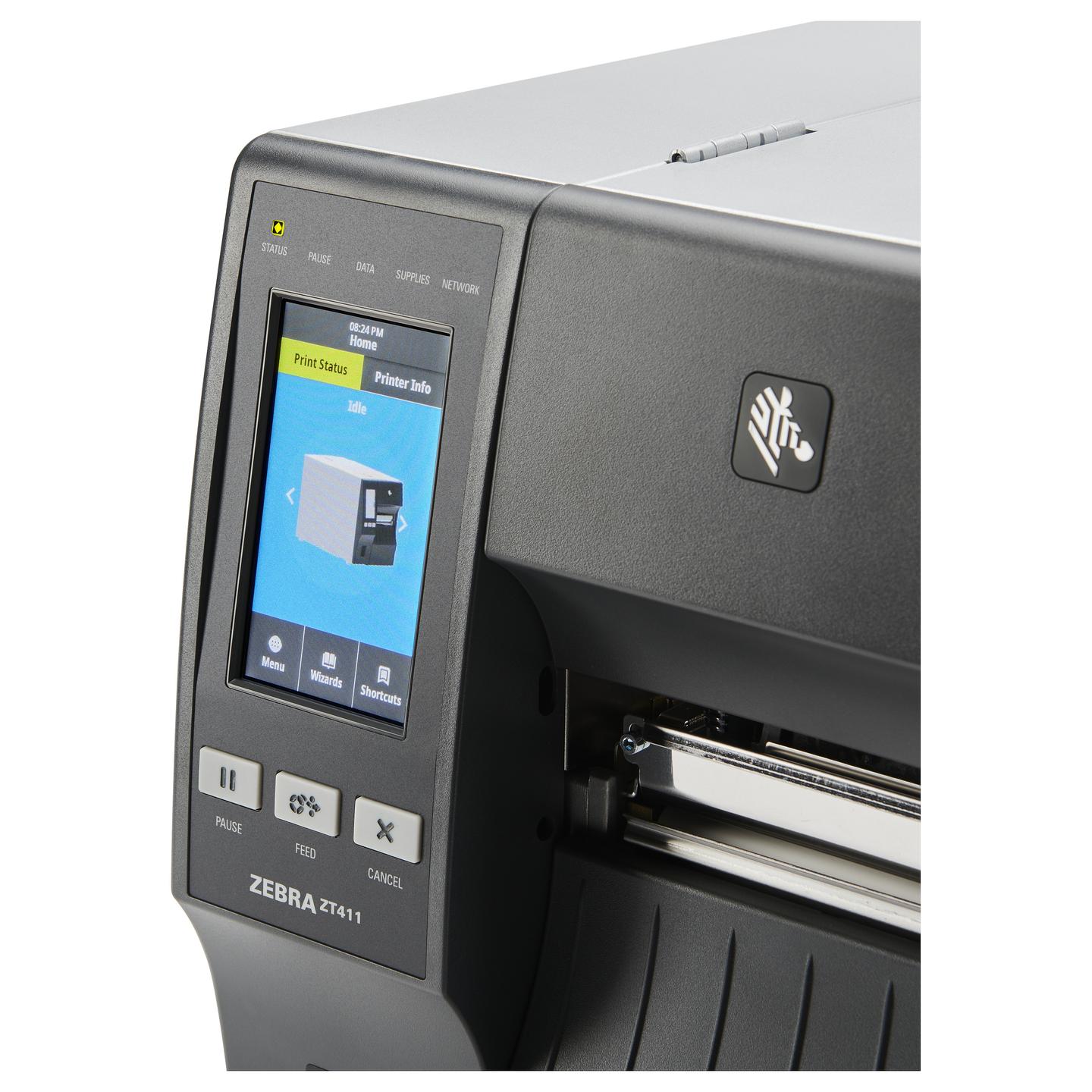 Printer Label Zebra ZT411 / Për Etiketa / 203 DPI / 104mm / 356 mm/sec / USB + LAN - Zezë/Hiri - 4