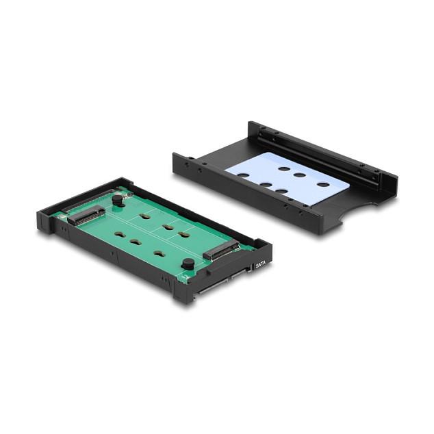 Adapter DeLOCK 64301, M.2 Key M NVMe në U.2, M.2 Key B SATA në SATA, për 2.5" - Zezë - 3