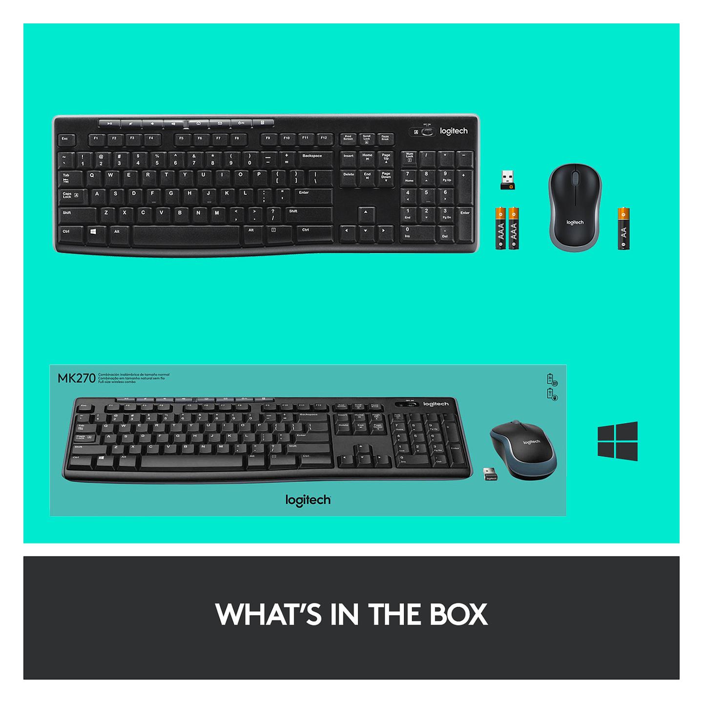 Combo (Tastierë & Maus) Logitech MK270 / QWERTZ CH / Wireless 2.4 GHz / Maus Optik / 1000 DPI / USB Nano-Receiver - Zezë - 15